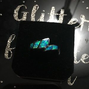 Sterling Silver Ocean blue Fire Opal ring